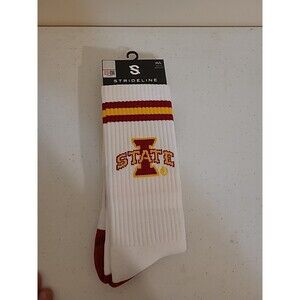 Iowa State Cyclones Strideline Adult's Premium Crew Sock White Logo M/L New